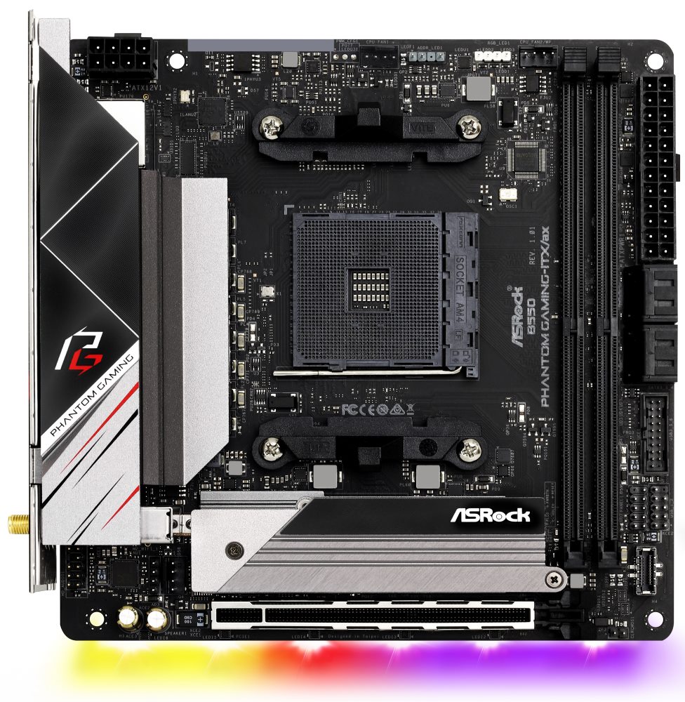 ASRock B550 Phantom Gaming-ITX/ax / AMD B550 / AM4 / 2x DDR4 DIMM / HDMI / DP / 2x M.2 / USB-C / WiFi / Mini-ITX